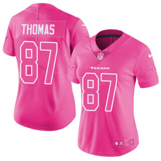 Women's Nike Texans #87 Demaryius Thomas Pink Women's Stitched NFL Limited Rush Fashion Jersey