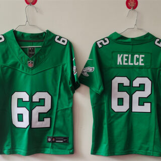 Women's Philadelphia Eagles #62 Jason Kelce Kelly Green F.U.S.E. Vapor Untouchable Limited Stitched Football Jersey(Run Small)