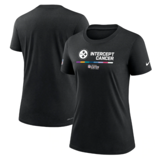 Women's Pittsburgh Steelers 2022 Black Crucial Catch Performance T-Shirt(Run Small)