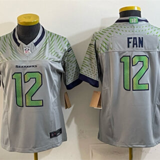 Women's Seattle Seahawks #12 Fan Grey 2025 F.U.S.E. Rivalries Vapor Untouchable Limited Stitched Football Jersey(Run Small)