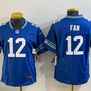 Women's Seattle Seahawks #12 Fan Royal 2024 F.U.S.E Throwback Vapor Limited Stitched Football Jersey(Run Small)