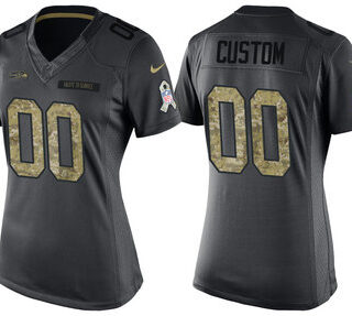 Women's Seattle Seahawks Anthracite Customized Camo 2016 Salute to Service Jersey
