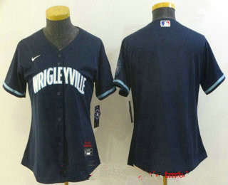 Women's chicago cubs blank navy blue 2021 city connect stitched mlb cool base nike Jerseys