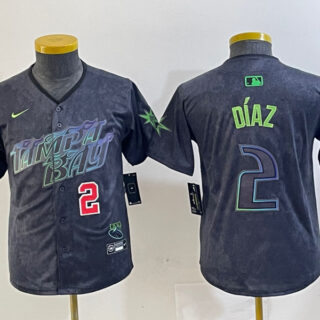 Women Tampa Bay Rays #2 Yandy Diaz Charcoal 2024 City Connect Limited Stitched Baseball Jersey