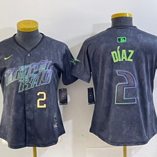 Women Tampa Bay Rays #2 Yandy Diaz Charcoal 2024 City Connect Limited Stitched Baseball Jersey