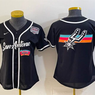 Women's San Antonio Spurs Team Big Logo Black USA 250' Patch City Edition Stitched