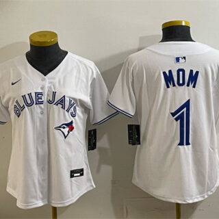 Women's Toronto Blue Jays #1 Mom White Limited Stitched Baseball Jersey(Run Small)