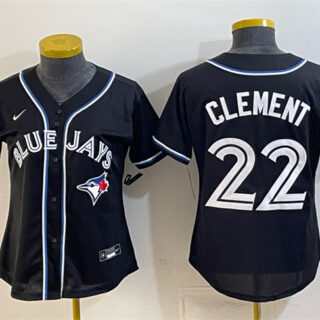 Women's Toronto Blue Jays #22 Ernie Clement 2026 Fashion Replica Black Out Stitched Baseball Jersey(Run Small)