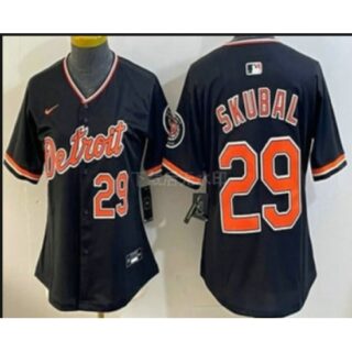 Women's Detroit Tigers #29 Tarik Skubal Black Stadium Jersey