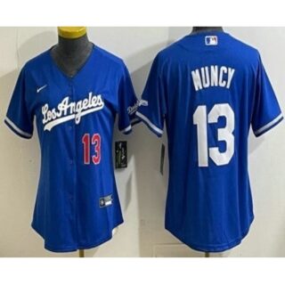 Women's Los Angeles Dodgers #13 Max Muncy Blue Alternate Stadium Jersey