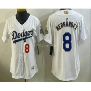 Women's Los Angeles Dodgers #8 Enrique Hernandez White 2026 Gold Collection Stadium Jersey