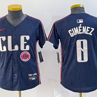 Youth Cleveland Guardians #0 Andres Gimenez Navy 2024 City Connect Limited Stitched Baseball Jerseys