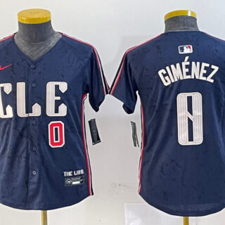 Youth Cleveland Guardians #0 Andres Gimenez Navy 2024 City Connect Limited Stitched Baseball Jerseys