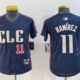 Youth Cleveland Guardians #11 Jose Ramirez Navy 2024 City Connect Limited Stitched Baseball Jerseys