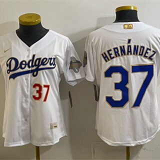 Youth Los Angeles Dodgers #37 Teoscar Hernandez White 2026 Gold Collection Stadium Stitched Baseball Jersey
