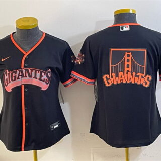 Youth San Francisco Giants Team Big Logo Black 2026 Alternate Stadium Stitched Baseball Jersey