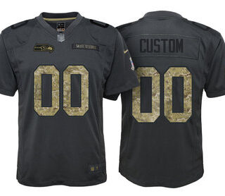 Youth Seattle Seahawks Anthracite Customized Camo 2016 Salute to Service Jersey