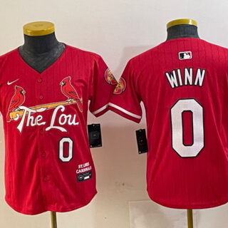 Youth St. Louis Cardinals #0 Masyn Winn Red 2024 City Connect Limited Stitched Baseball Jersey