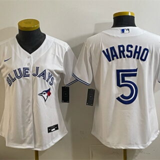 Youth Toronto Blue Jays #5 Daulton Varsho White Cool Base Stitched Baseball Jersey