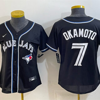 Youth Toronto Blue Jays #7 Kazuma Okamoto 2026 Fashion Replica Black Out Stitched Baseball Jersey