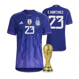 Men's Emiliano Martinez Argentina National Team Purple Away 3 Stars 2022 World Cup Champions Jersey