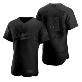 Men's Eddie Mathews Atlanta Braves Flex Base Jersey Black Award