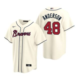 Men's Ian Anderson Atlanta Braves Cool Base Jersey Cream