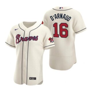 Men's Travis D'Arnaud Atlanta Braves Flex Base Jersey Cream