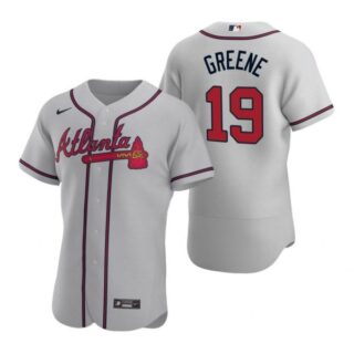 Men's #19 Shane Greene Atlanta Braves Flex Base Jersey Gray