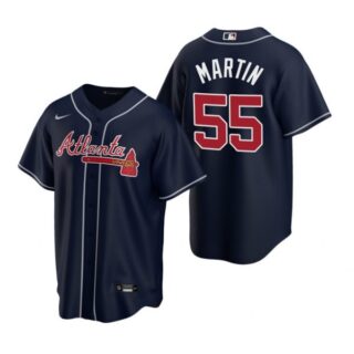 Men's #55 Chris Martin Atlanta Braves Cool Base Jersey Navy