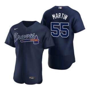Men's #55 Chris Martin Atlanta Braves Flex Base Jersey Navy