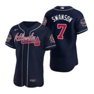 Men's Dansby Swanson Atlanta Braves Flex Base All Star Jersey Navy