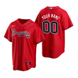 Men's Custom Atlanta Braves Cool Base Jersey Red