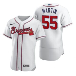Men's #55 Chris Martin Atlanta Braves Flex Base Jersey White
