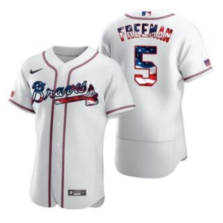 Men's Freddie Freeman Atlanta Braves Flex Base Jersey White Stars