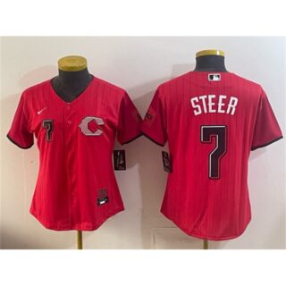 Youth Cincinnati Reds #7 Spencer Steer Red 2026 City Connect Stadium Stitched Baseball Jersey