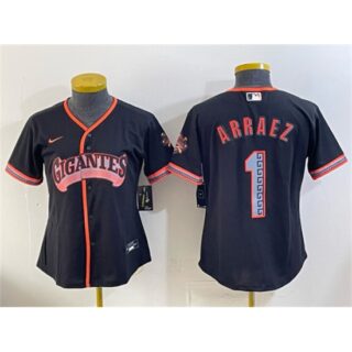 Youth San Francisco Giants #1 Luis Arraez Black 2026 Alternate Stadium Stitched Baseball Jersey