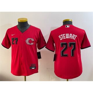 Youth Cincinnati Reds #27 Sal Stewart Red 2026 City Connect Stadium Stitched Baseball Jersey