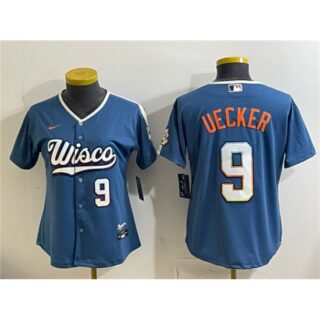 Women's Milwaukee Brewers #9 Bob Uecker Mineral Blue 2026 City Connect Stadium Stitched Baseball Jersey(Run Small)