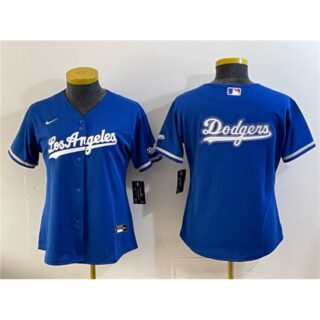 Women's Los Angeles Dodgers Team Big Logo Royal Alternate Stadium Stitched Baseball Jersey(Run Small)