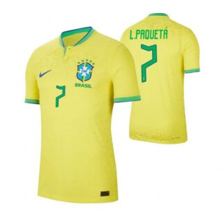 Youth Lucas Paqueta Brazil National Team Yellow Home Soccer Jersey 2022-23