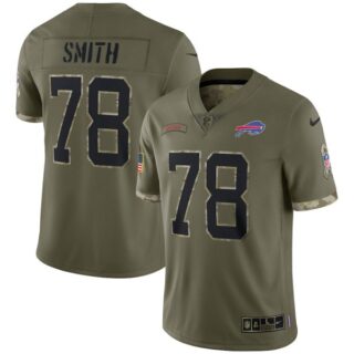 Youth Bruce Smith Buffalo Bills Olive 2022 Salute To Service Jersey Stitched