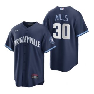 Men's - Cool Base Chicago Cubs Alec Mills City Connect Wrigleyville Jersey Navy Stitched