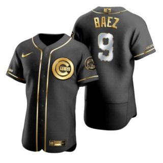 Men's Javier Baez Chicago Cubs Flex Base Jersey Black Golden