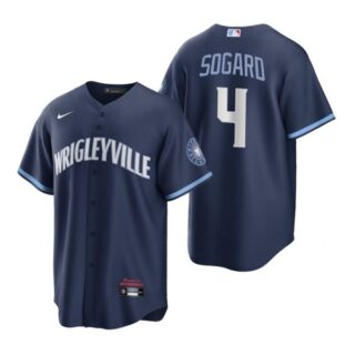 Men's - Cool Base Chicago Cubs Eric Sogard City Connect Wrigleyville Jersey Navy Stitched