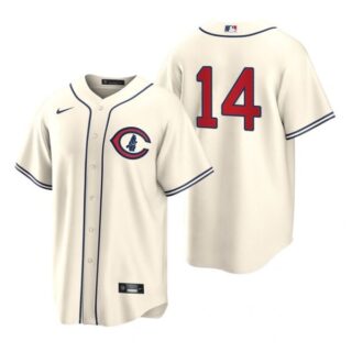 Men's Cool Base Chicago Cubs Ernie Banks 2022 Field of Dreams Cream Stitched Jersey
