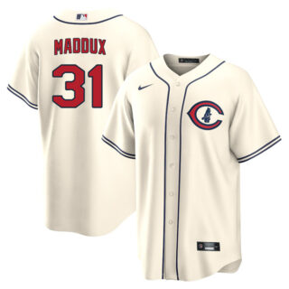 Men's Cool Base Chicago Cubs Greg Maddux 2022 Field of Dreams Cream Stitched Jersey With Name