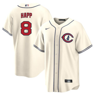 Men's Cool Base Chicago Cubs Ian Happ 2022 Field of Dreams Cream Stitched Jersey With Name