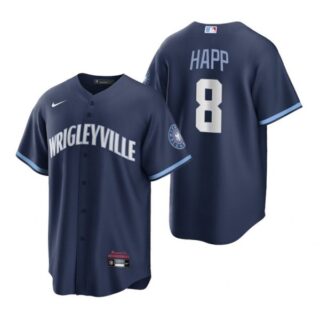Men's - Cool Base Chicago Cubs Ian Happ City Connect Wrigleyville Jersey Navy Stitched