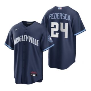 Men's - Cool Base Chicago Cubs Joc Pederson City Connect Wrigleyville Jersey Navy Stitched